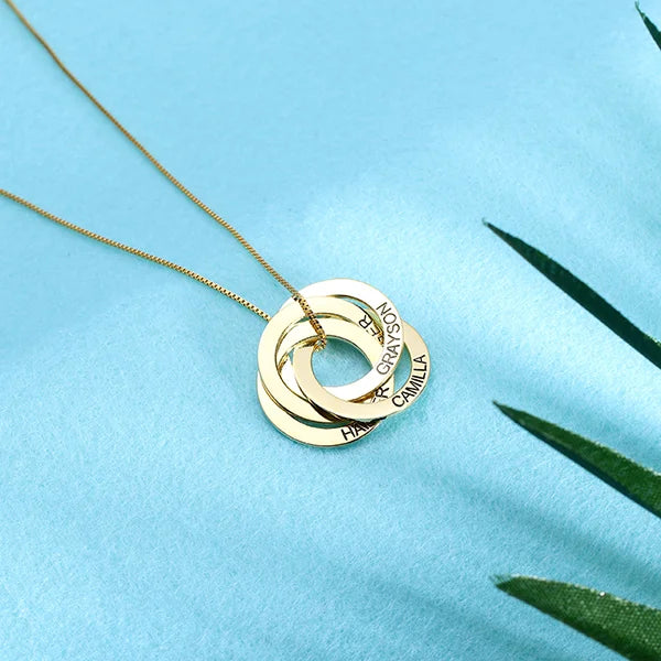 Engraved 2-5 Russian Ring Necklace Sterling Silver - Glamour