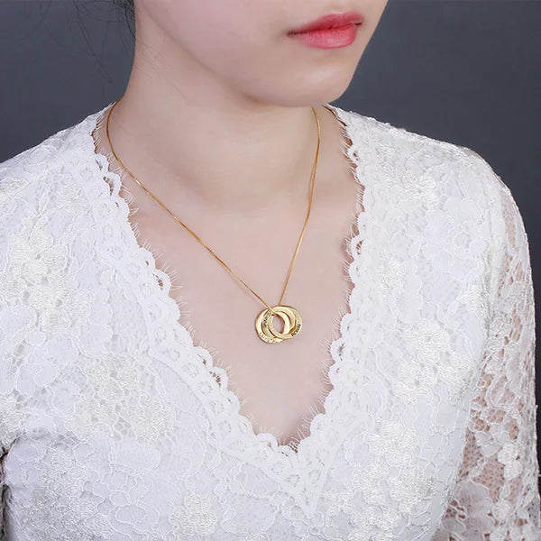 Engraved 2-5 Russian Ring Necklace Sterling Silver - Glamour