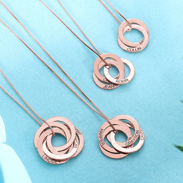 Engraved 2-5 Russian Ring Necklace Sterling Silver - Glamour