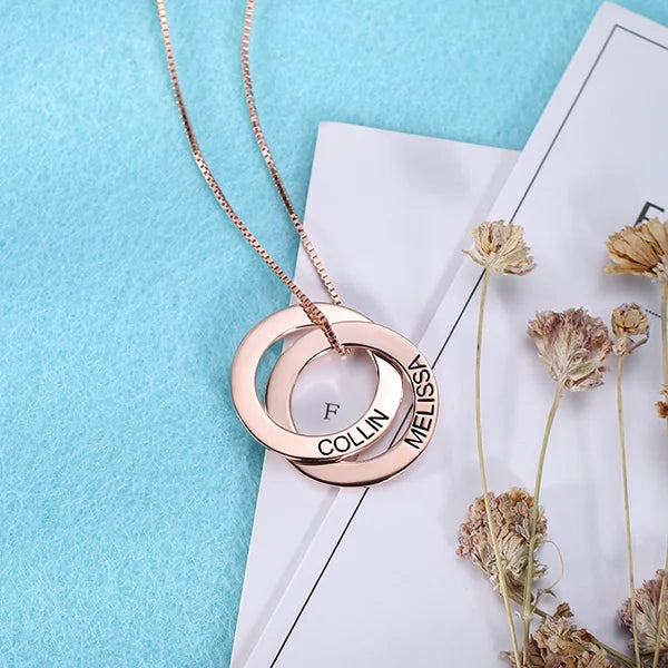 Engraved 2-5 Russian Ring Necklace Sterling Silver - Glamour