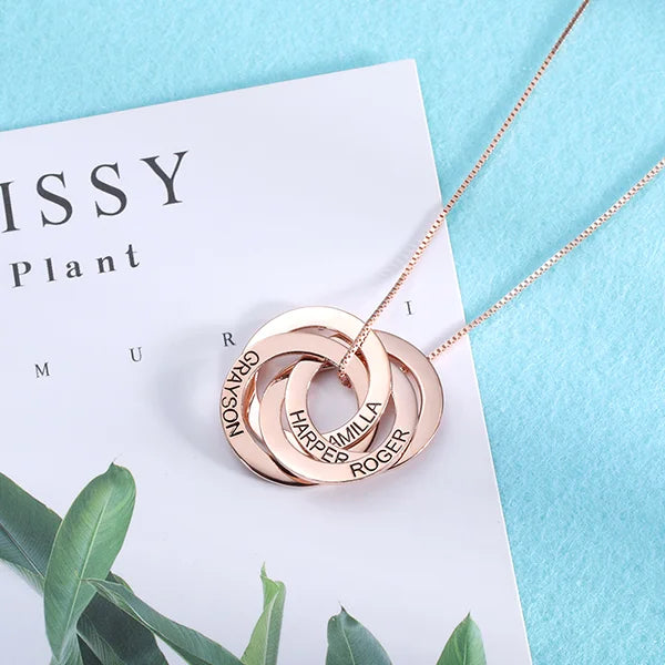 Engraved 2-5 Russian Ring Necklace Sterling Silver - Glamour
