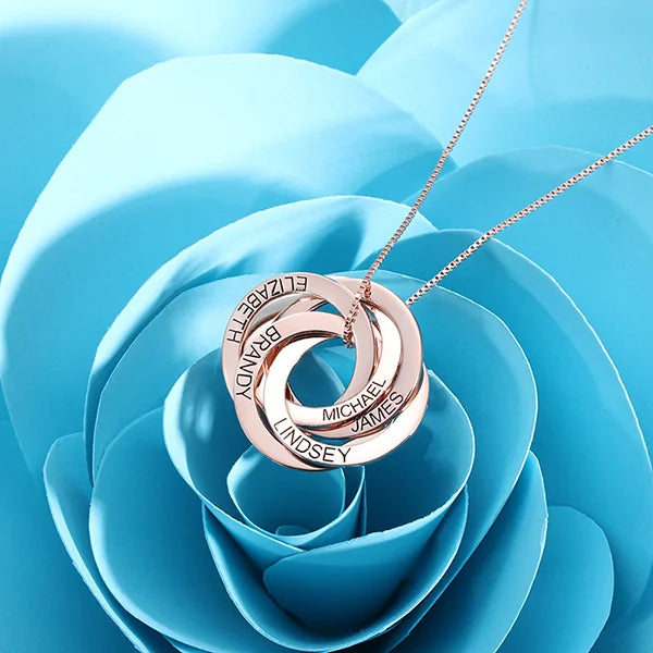 Engraved 2-5 Russian Ring Necklace Sterling Silver - Glamour