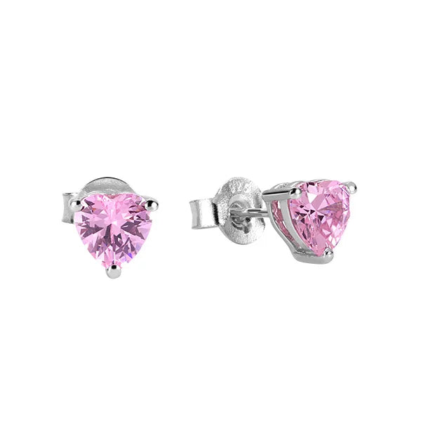 Personalized Heart Birthstone Stud Earrings for Her - Glamour