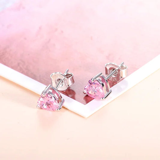 Personalized Heart Birthstone Stud Earrings for Her - Glamour