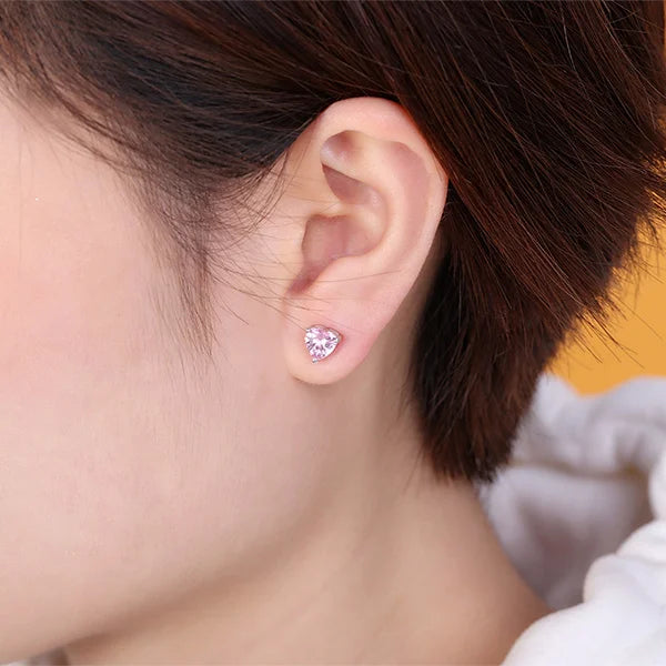 Personalized Heart Birthstone Stud Earrings for Her - Glamour