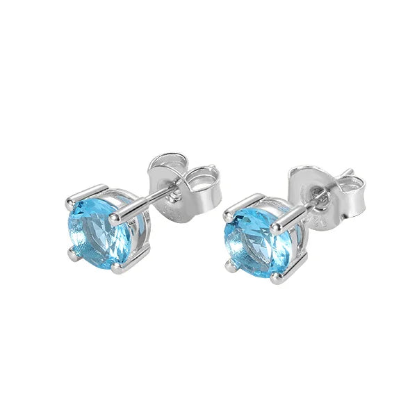 Personalized Round Birthstone Stud Earrings for Her - Glamour