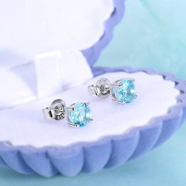 Personalized Round Birthstone Stud Earrings for Her - Glamour