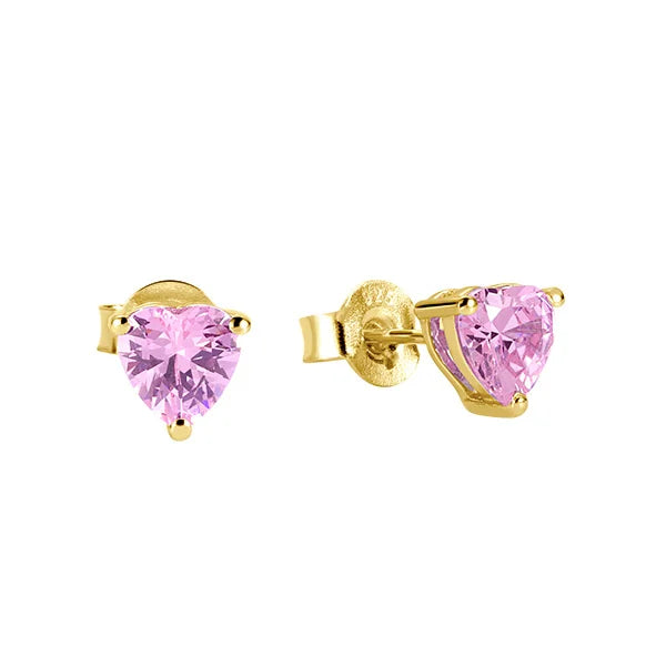 Personalized Heart Birthstone Stud Earrings for Her - Glamour