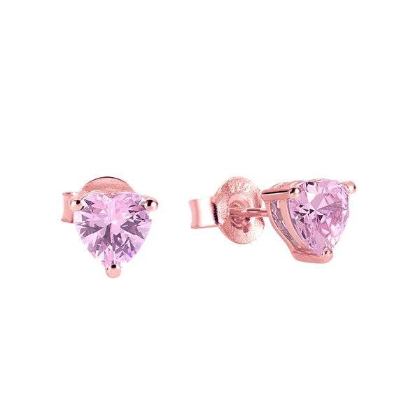 Personalized Heart Birthstone Stud Earrings for Her - Glamour