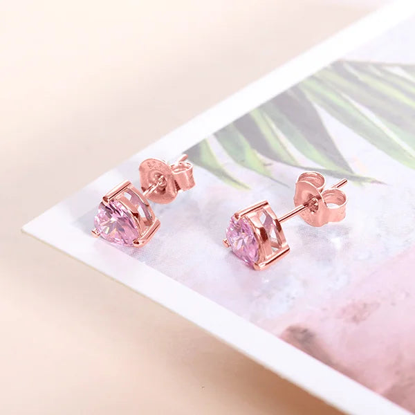 Personalized Heart Birthstone Stud Earrings for Her - Glamour