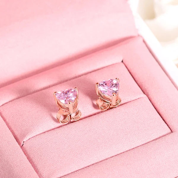 Personalized Heart Birthstone Stud Earrings for Her - Glamour