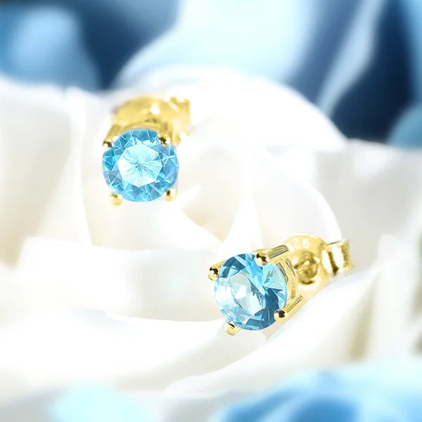 Personalized Round Birthstone Stud Earrings for Her - Glamour