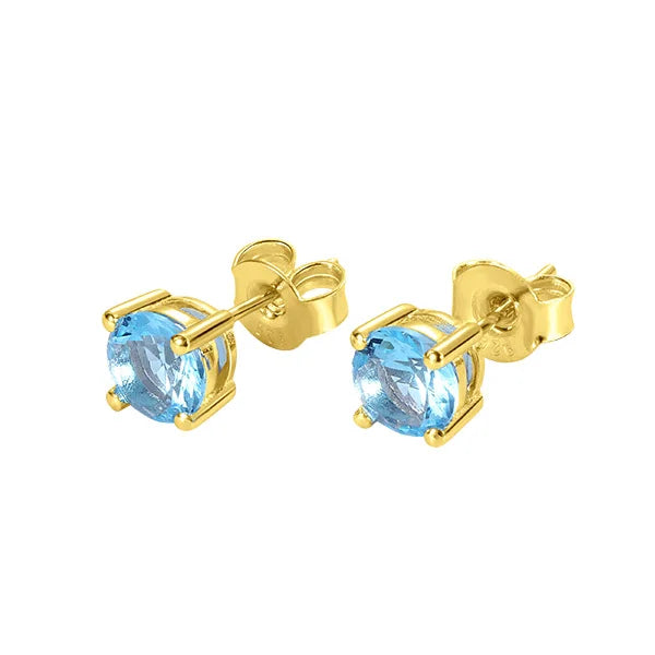 Personalized Round Birthstone Stud Earrings for Her - Glamour