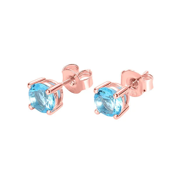 Personalized Round Birthstone Stud Earrings for Her - Glamour