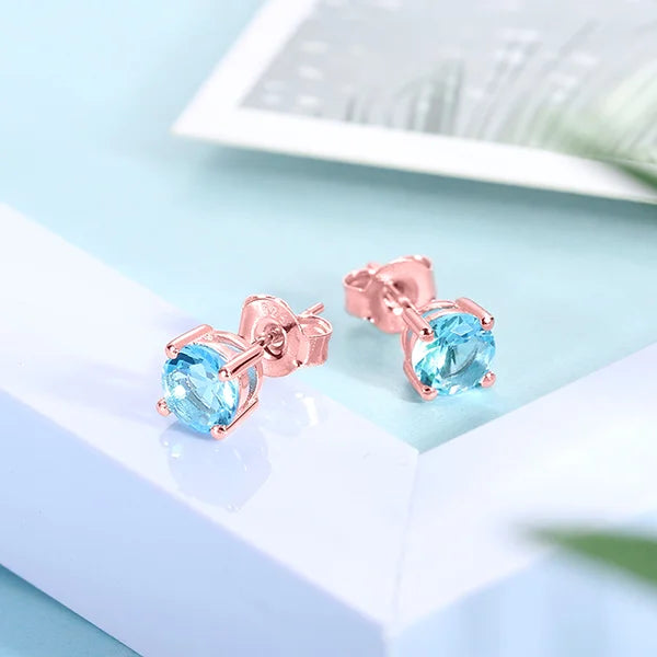 Personalized Round Birthstone Stud Earrings for Her - Glamour