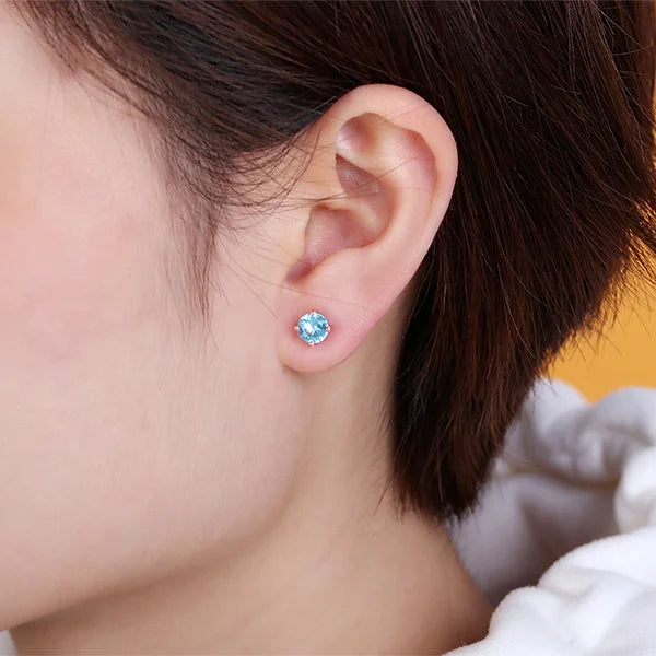 Personalized Round Birthstone Stud Earrings for Her - Glamour