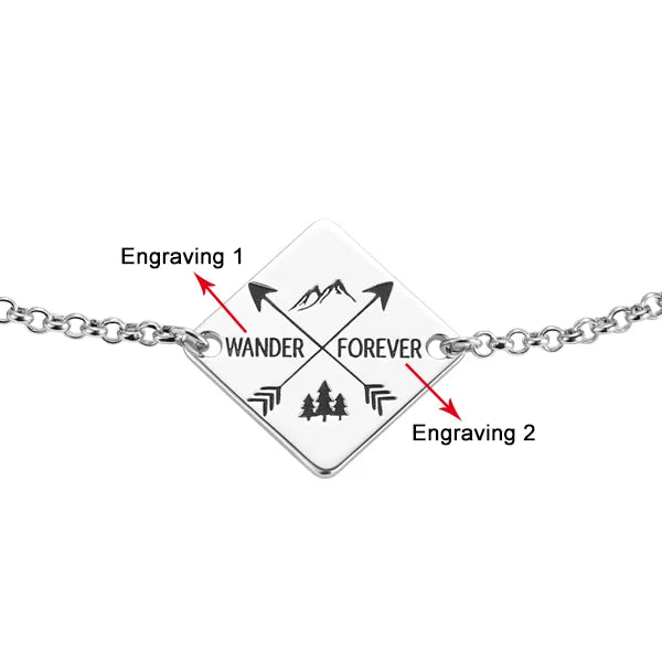 Engraved Wanderer Bracelet Sterling Silver - Glamour