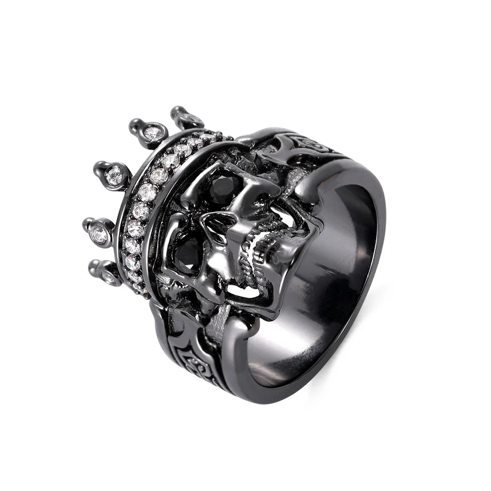 Engraved Skeleton King Ring with Birthstone - Glamour