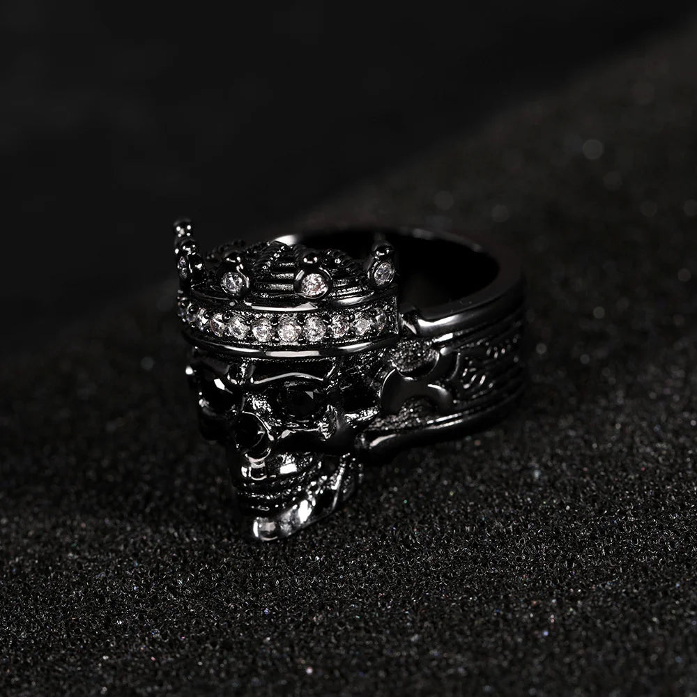 Engraved Skeleton King Ring with Birthstone - Glamour