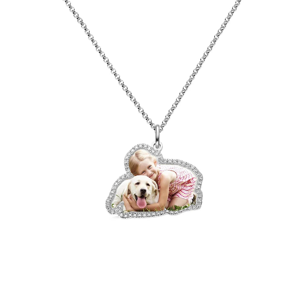 Personalized Color Photo Necklace with Birthstone - Glamour