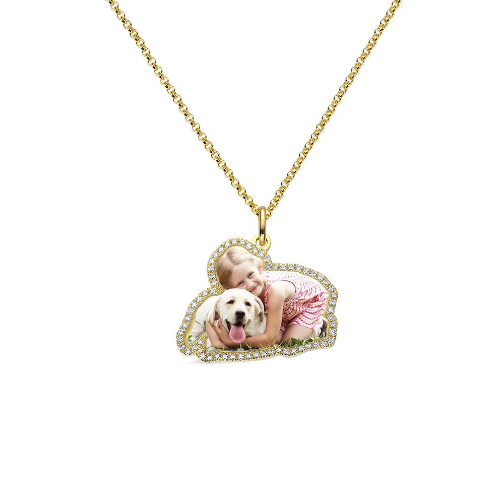 Personalized Color Photo Necklace with Birthstone - Glamour