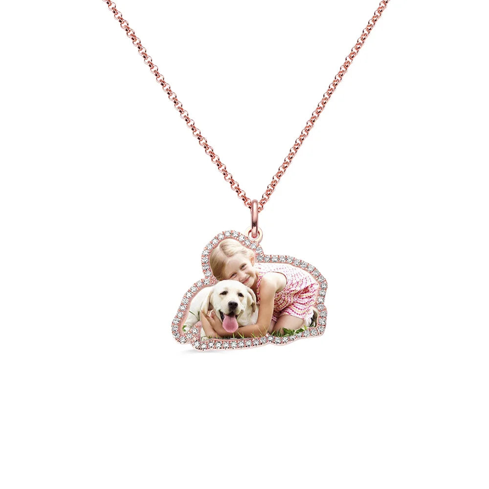 Personalized Color Photo Necklace with Birthstone - Glamour