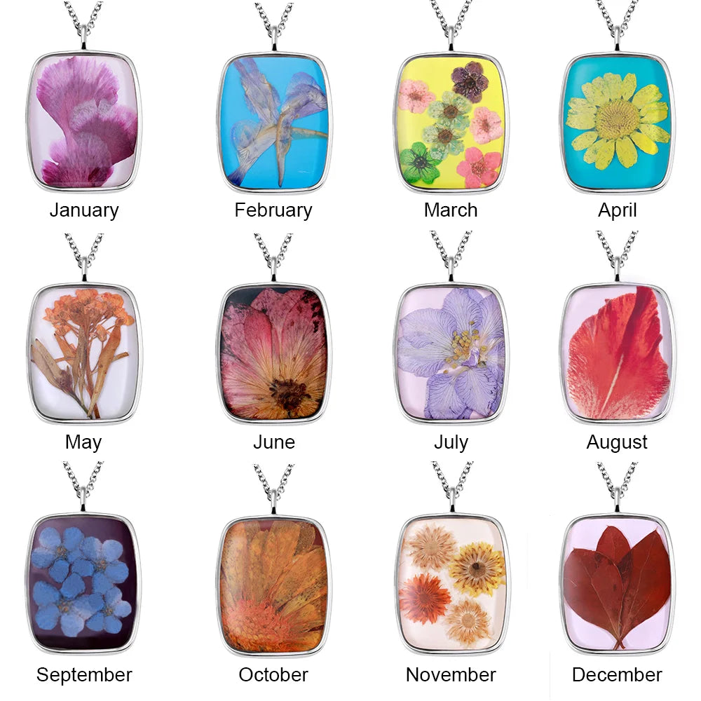 Personalized Birth Flower Necklace in Silver for Her - Glamour