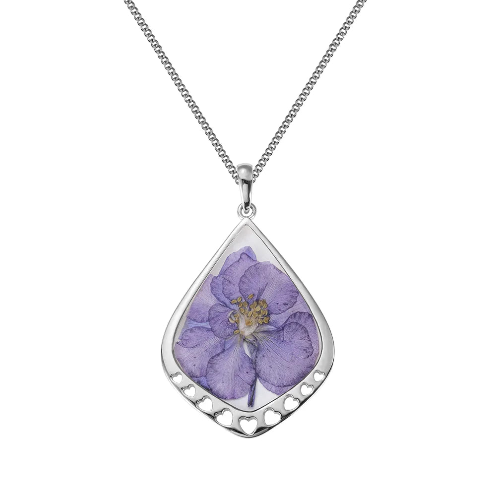 Personalized Real Birth Flower Drop Shape Necklace - Glamour