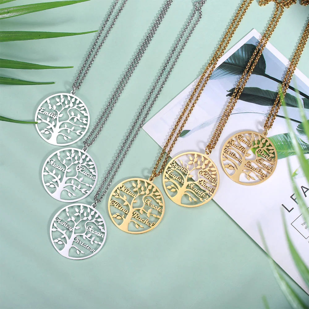 Personalized Family Tree Named Necklace - Glamour