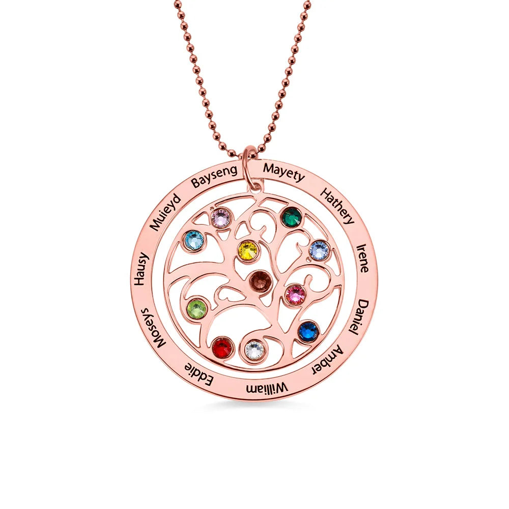 Personalized Family Tree Birthstone Necklace - Glamour