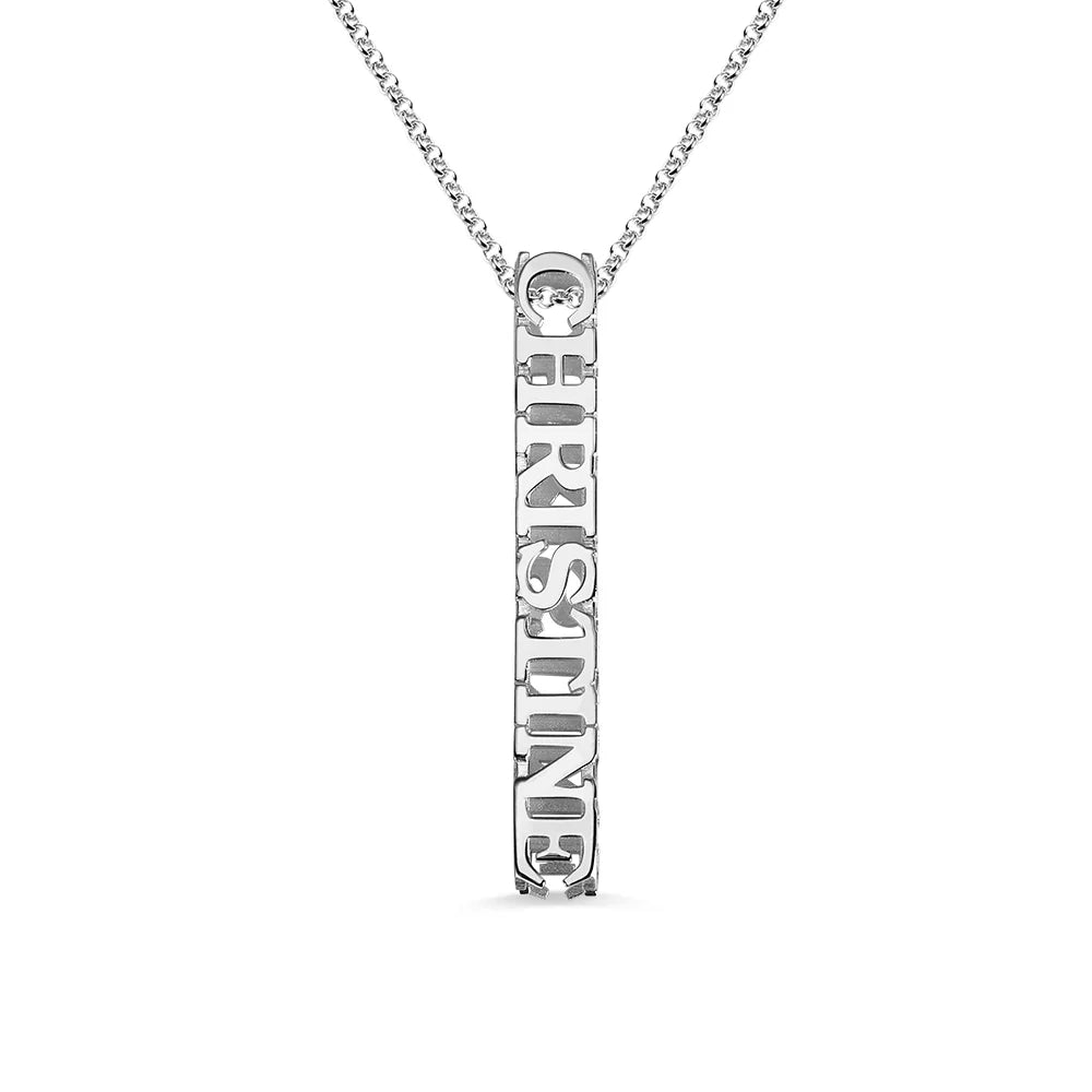 Personalized Cubic Bar vertical and horizontal Name Necklace - Glamour