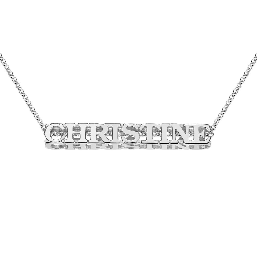 Personalized Cubic Bar vertical and horizontal Name Necklace - Glamour