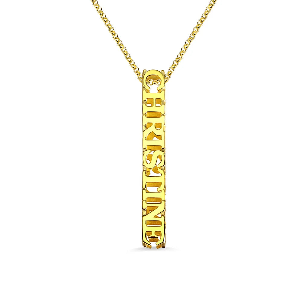 Personalized Cubic Bar vertical and horizontal Name Necklace - Glamour