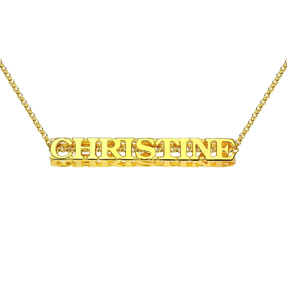 Personalized Cubic Bar vertical and horizontal Name Necklace - Glamour