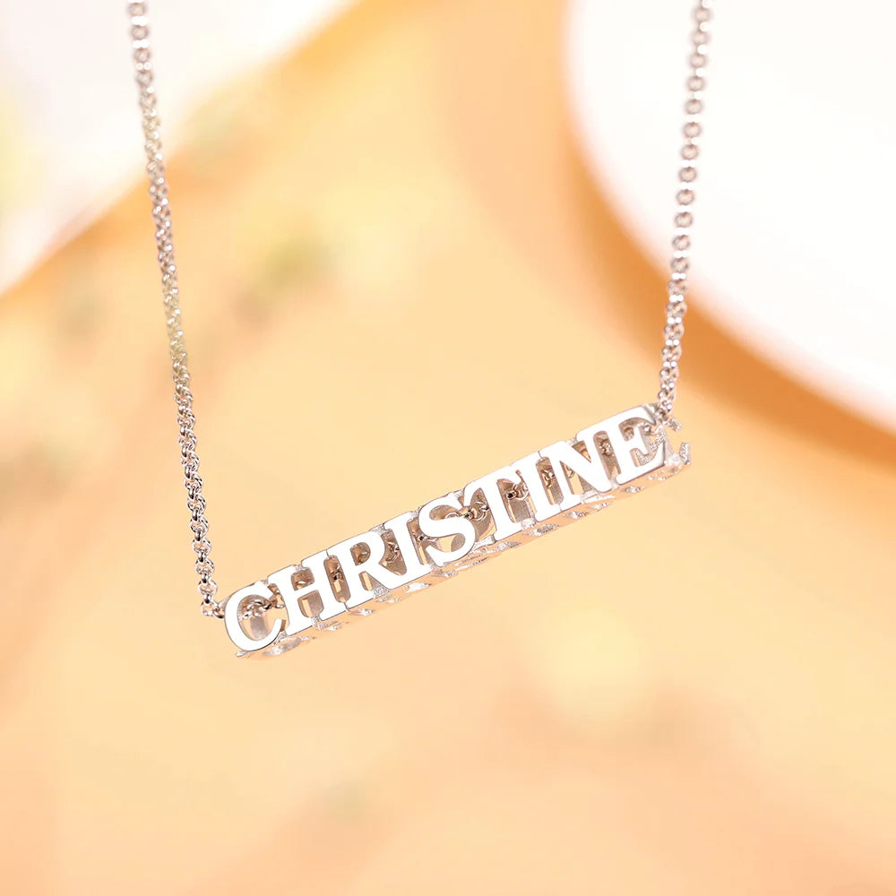 Personalized Cubic Bar vertical and horizontal Name Necklace - Glamour
