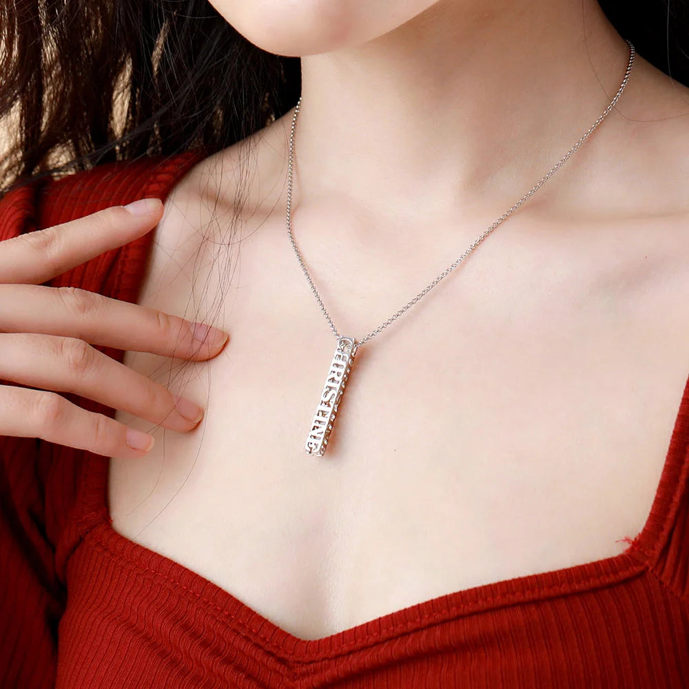 Personalized Cubic Bar vertical and horizontal Name Necklace - Glamour