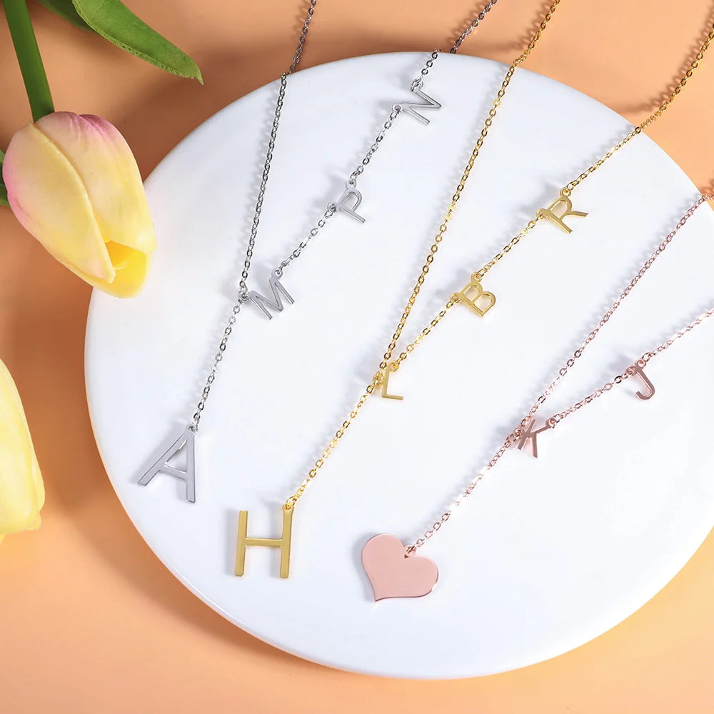 designed Sideways Initial Necklace - Glamour