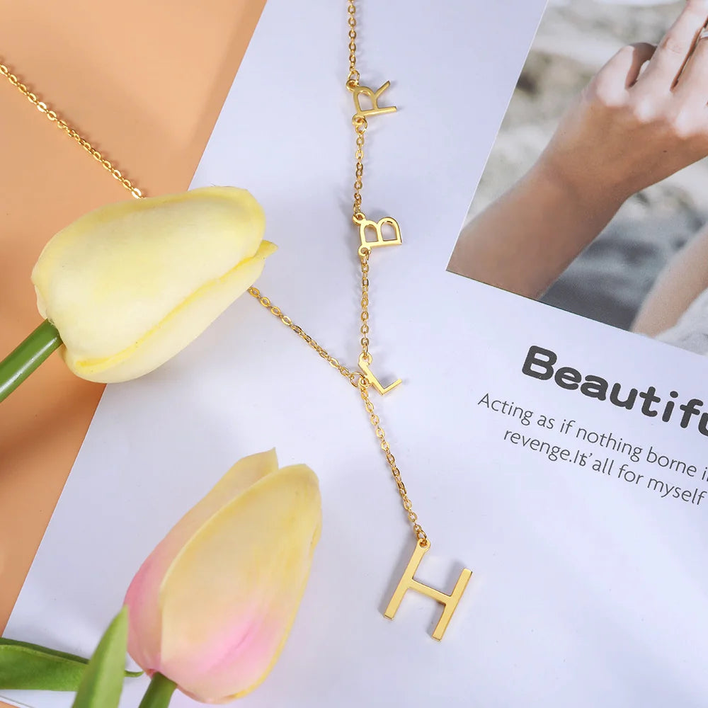 designed Sideways Initial Necklace - Glamour