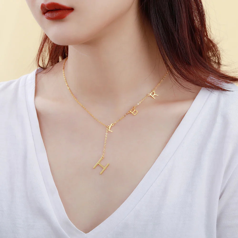 designed Sideways Initial Necklace - Glamour