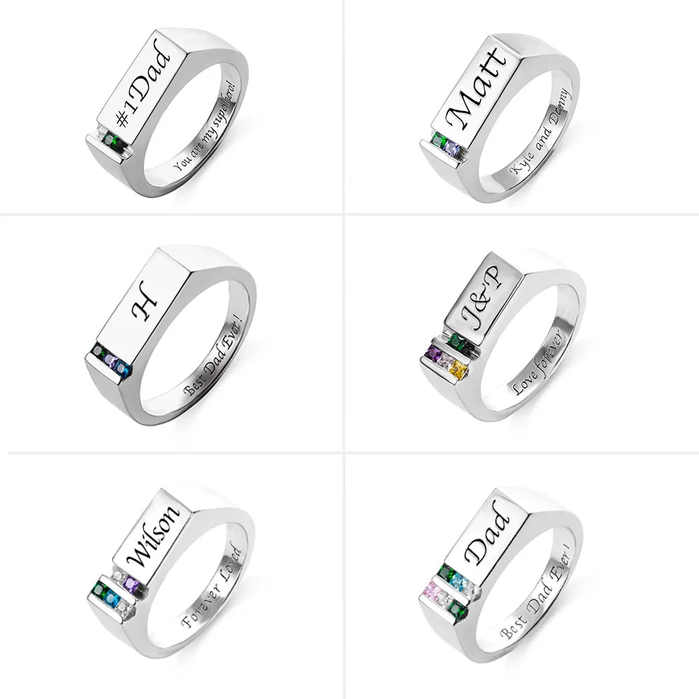 Personalized Men's Ring with Birthstones - Glamour