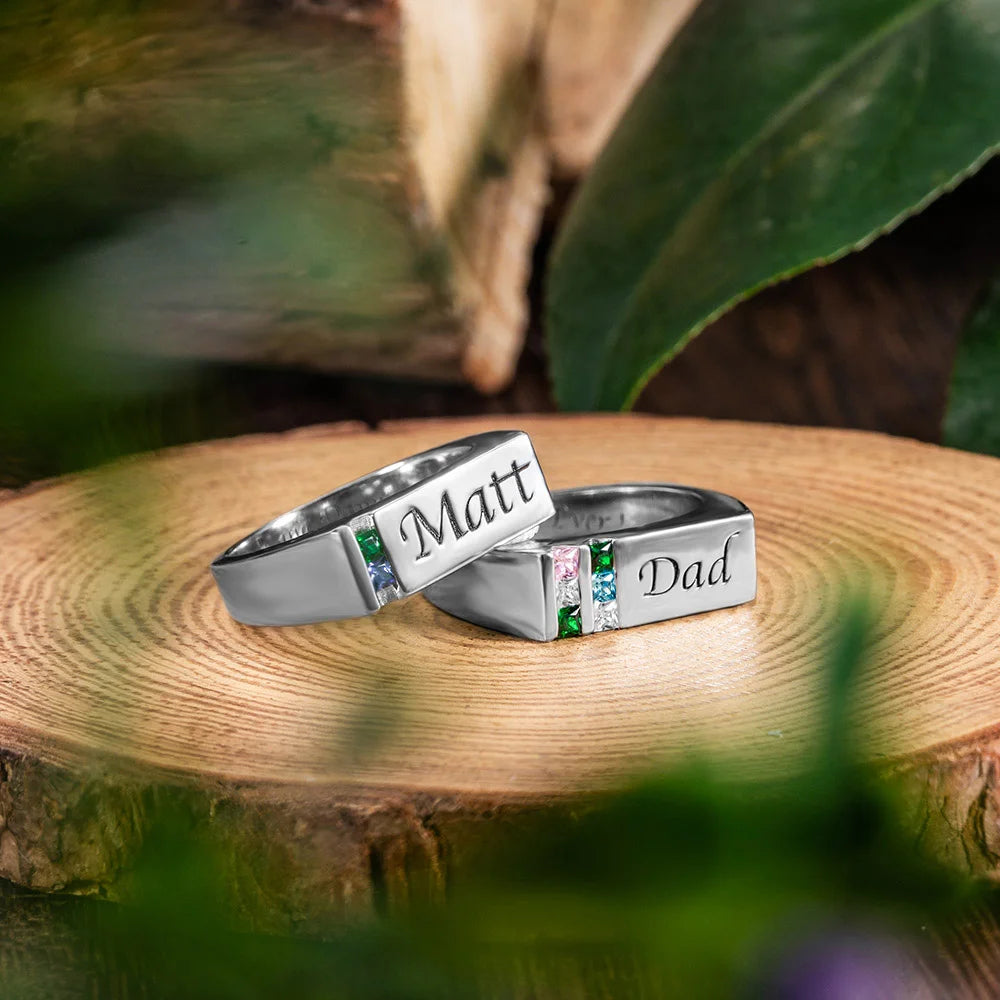 Personalized Men's Ring with Birthstones - Glamour