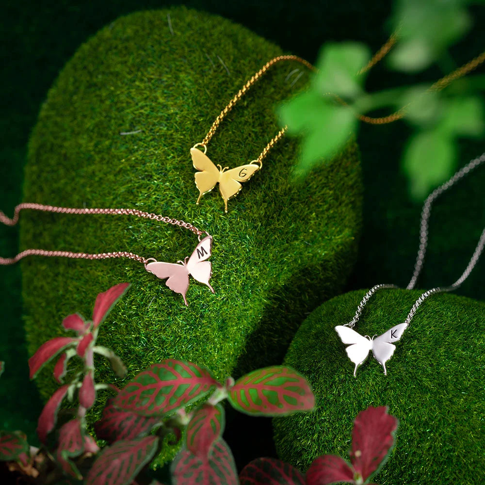 Customizable Name Butterfly Necklace - Glamour