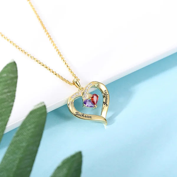 Locked-up in Love Engraved Birthstone Necklace - Glamour