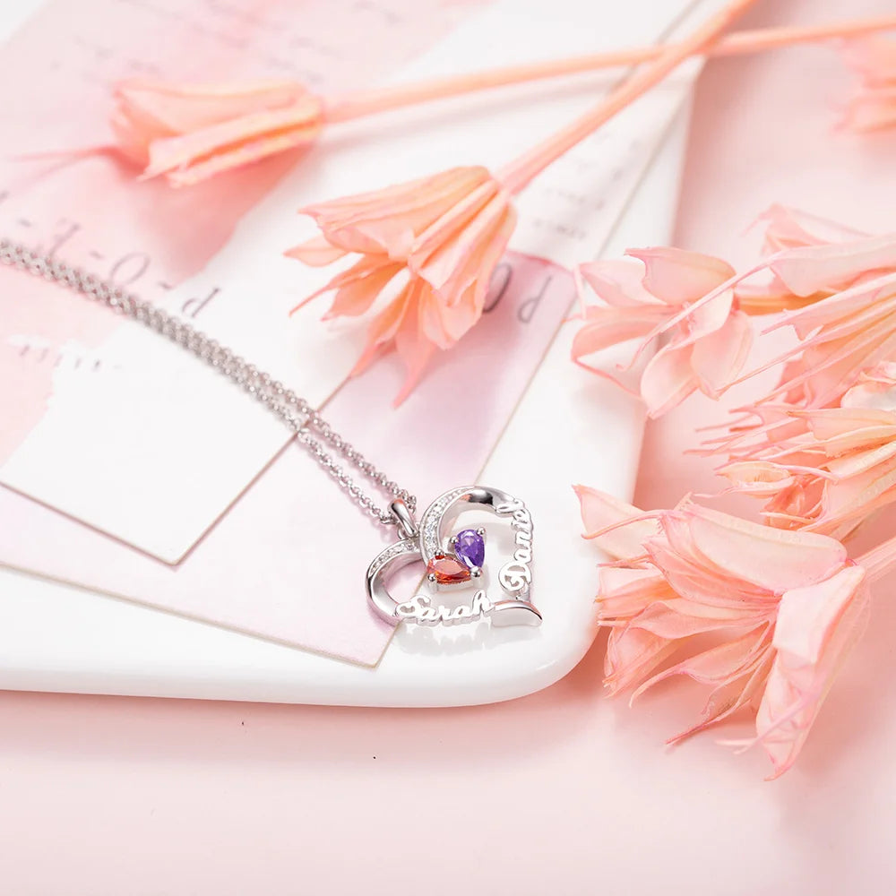 Locked-up in Love Engraved Birthstone Necklace - Glamour