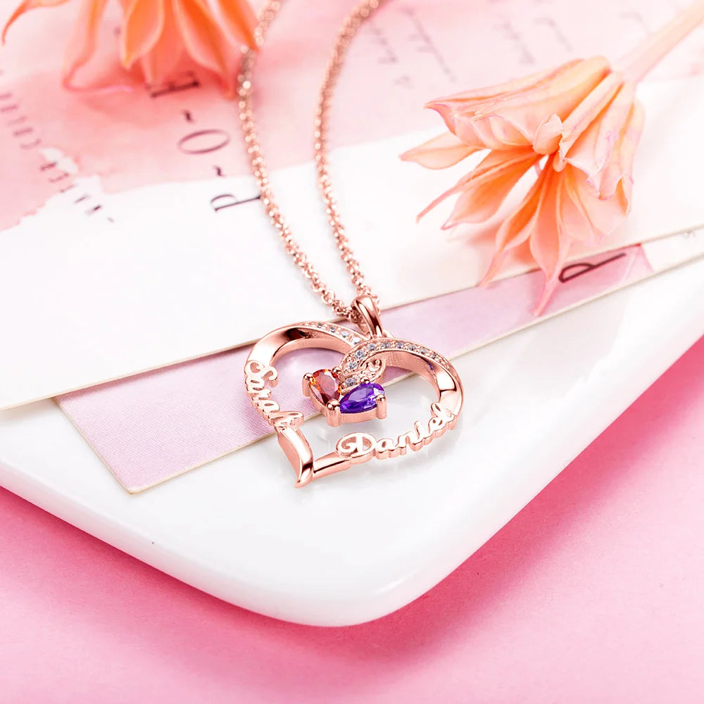 Locked-up in Love Engraved Birthstone Necklace - Glamour