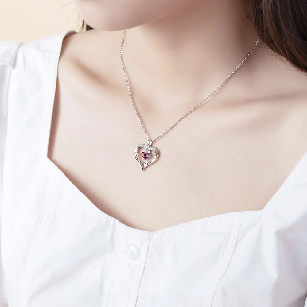Locked-up in Love Engraved Birthstone Necklace - Glamour