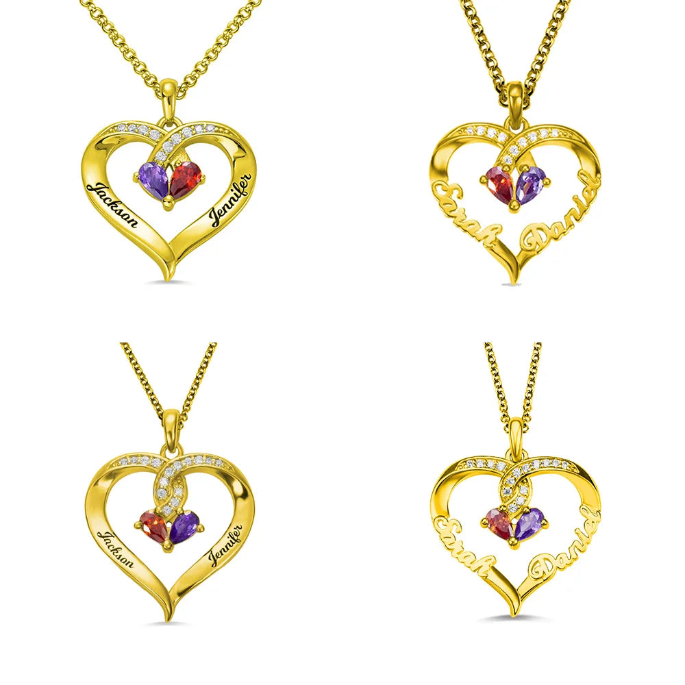 Locked-up in Love Engraved Birthstone Necklace - Glamour
