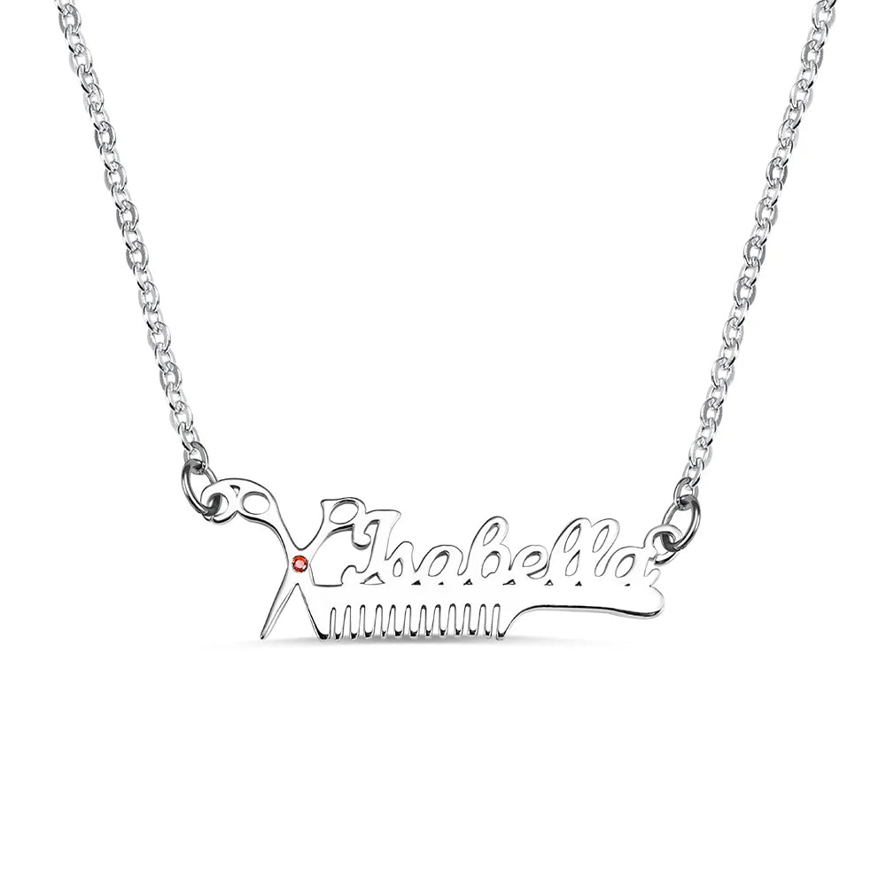 Hairdresser Birthstone Name Necklace - Glamour