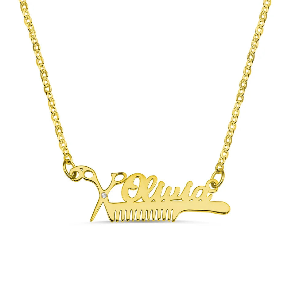 Hairdresser Birthstone Name Necklace - Glamour