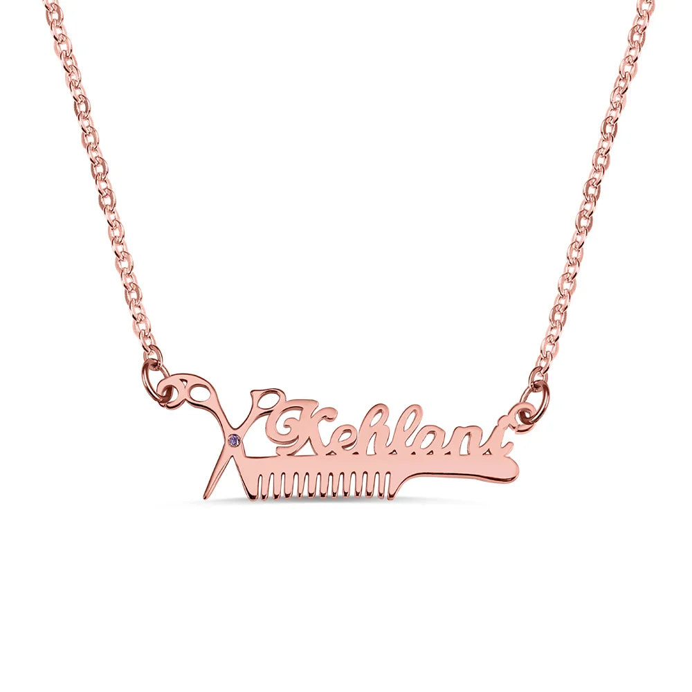 Hairdresser Birthstone Name Necklace - Glamour
